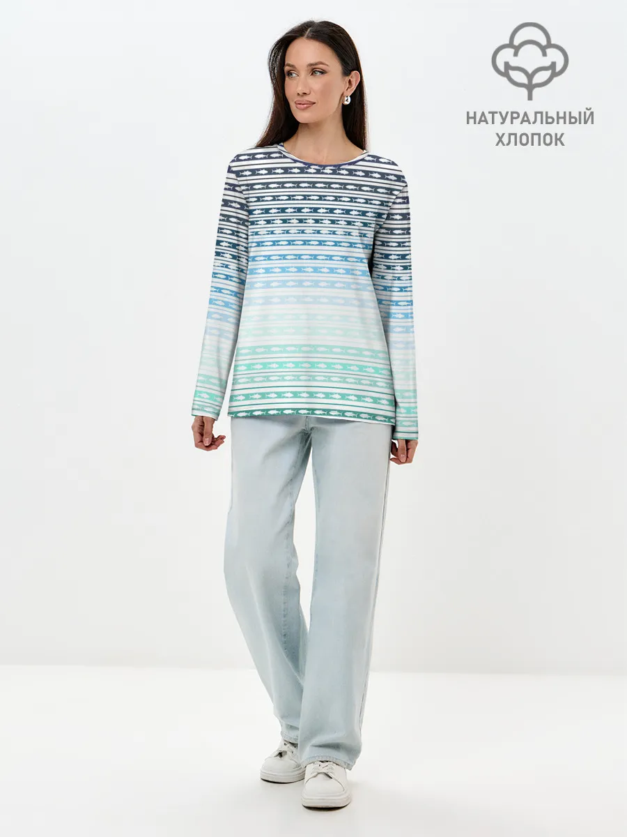 Лонгслив женский. Хлопок / Sunset fish