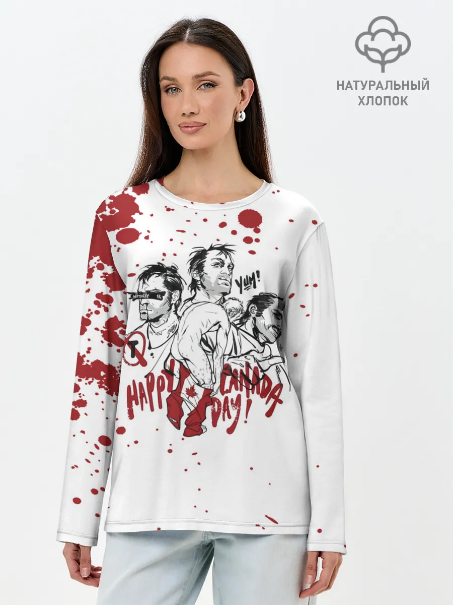 Лонгслив женский. Хлопок / HAPPY CANADA DAY