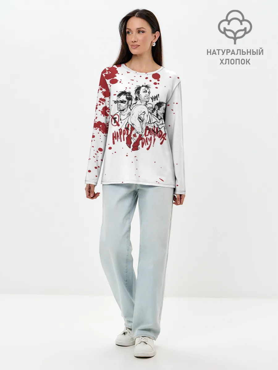 Лонгслив женский. Хлопок / HAPPY CANADA DAY