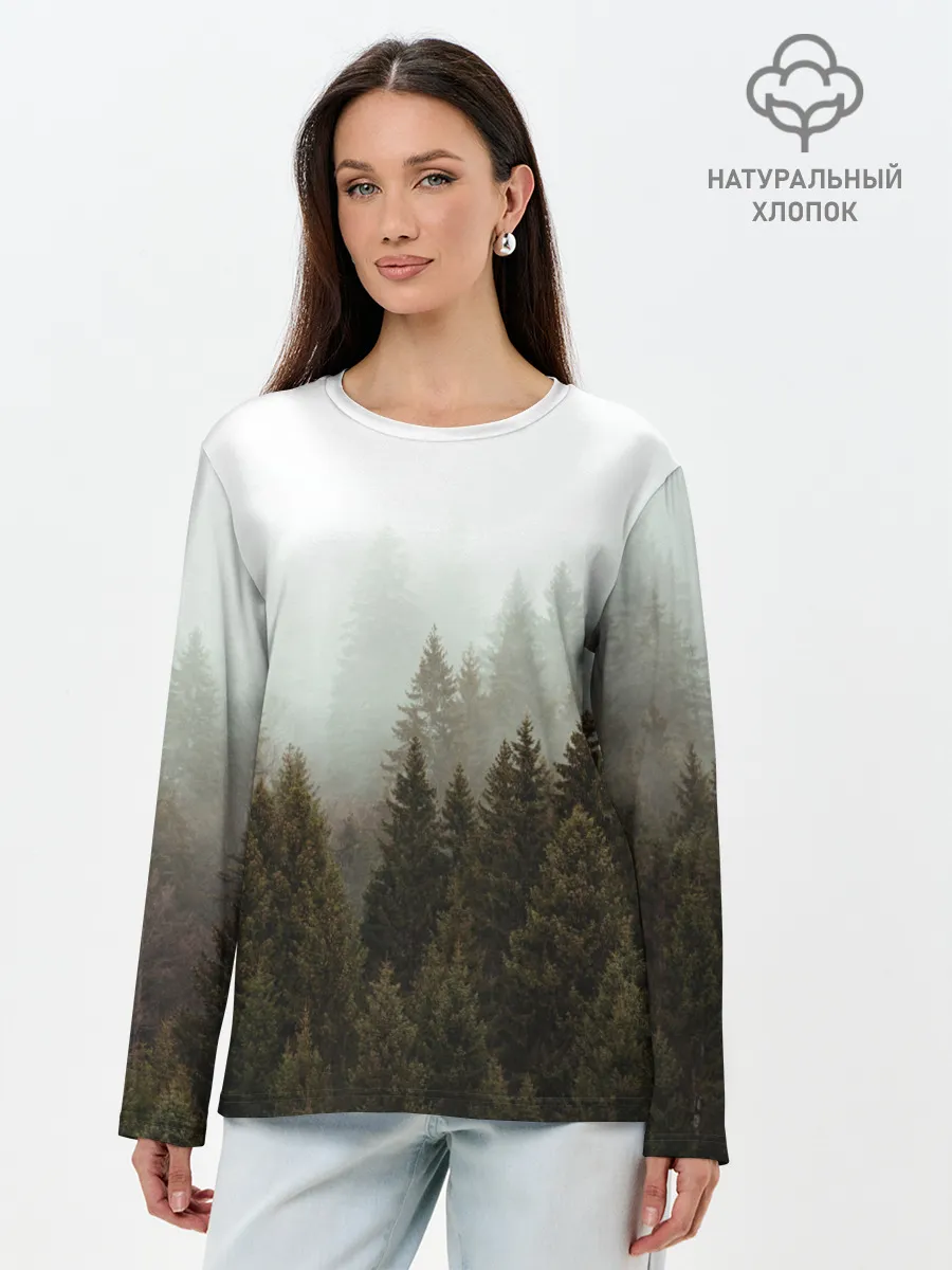 Лонгслив женский. Хлопок / Деревья