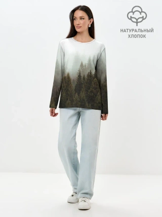 Лонгслив женский. Хлопок / Деревья