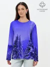 Лонгслив женский. Хлопок / Зимний лес