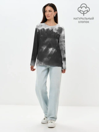 Лонгслив женский. Хлопок / Туман в лесу