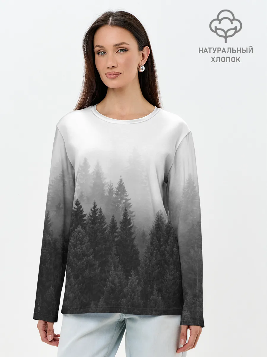 Лонгслив женский. Хлопок / Туманный лес
