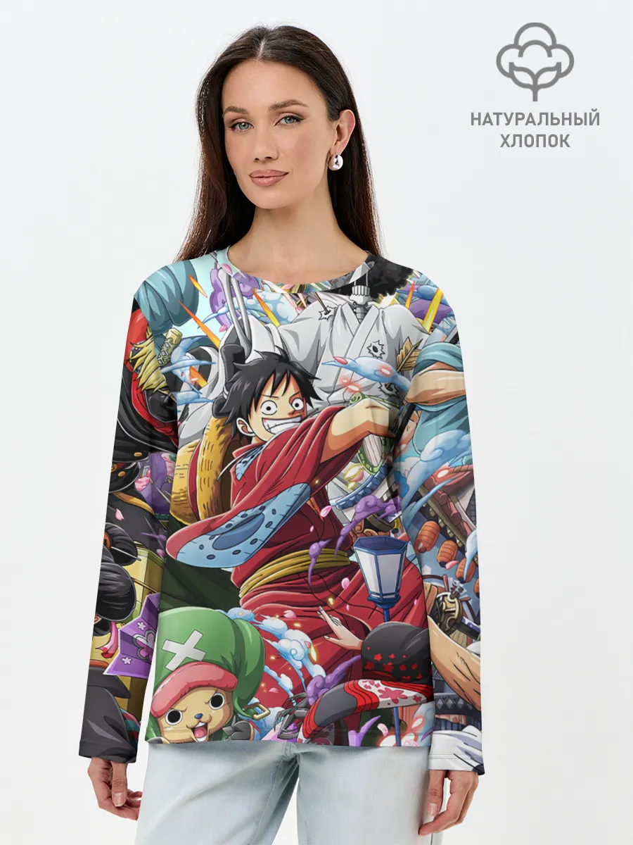 Лонгслив женский. Хлопок / One Piece стикербомбинг