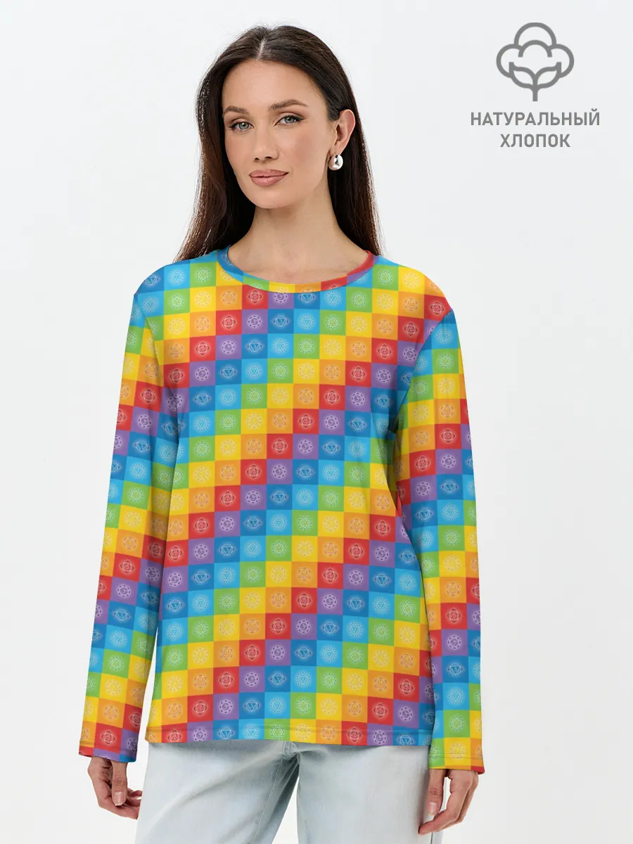 Лонгслив женский. Хлопок / Чакры