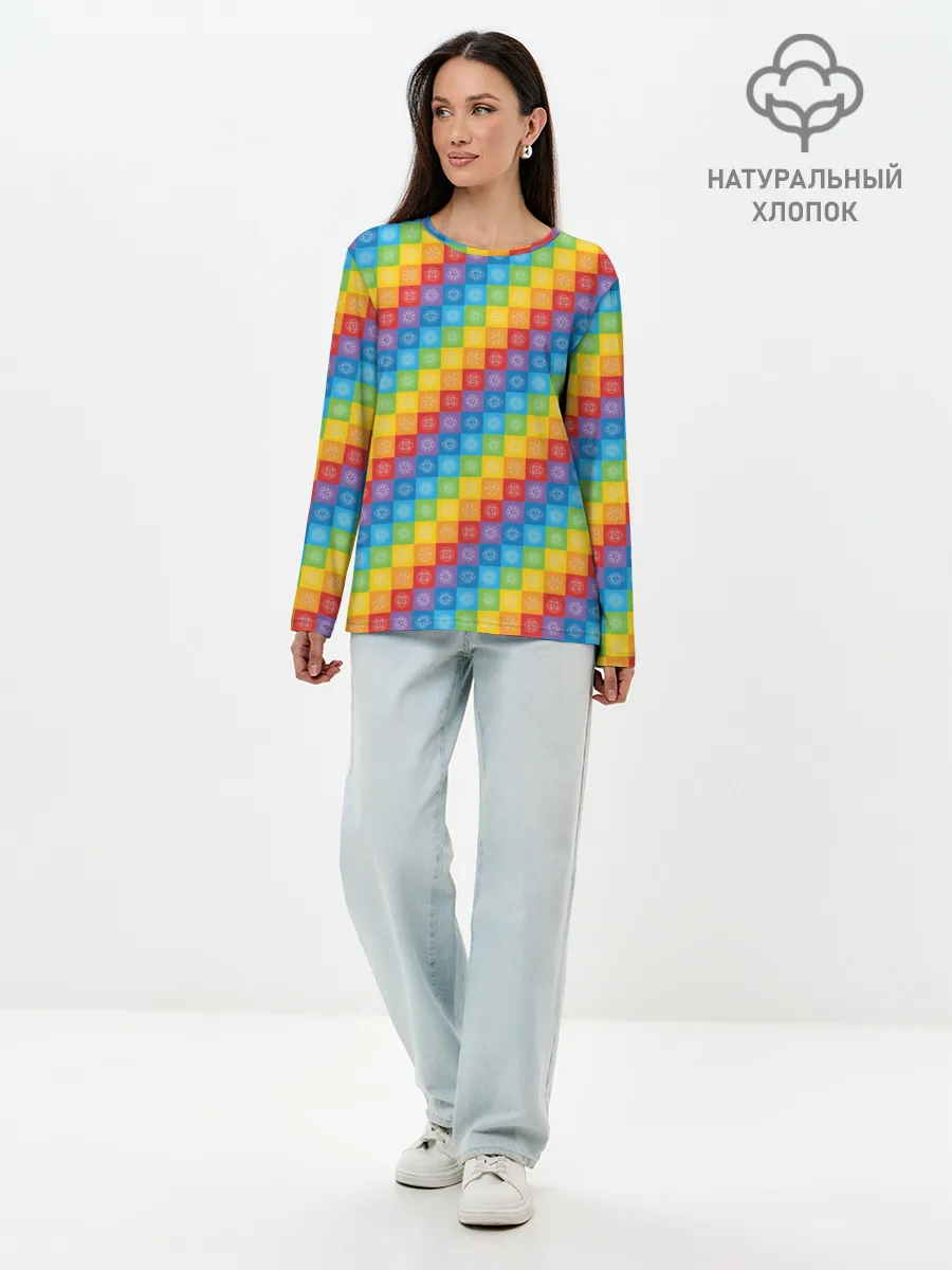 Лонгслив женский. Хлопок / Чакры