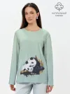Лонгслив женский. Хлопок / акварельные панды