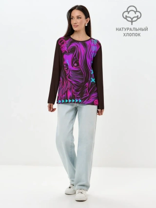 Лонгслив женский. Хлопок / Киберпанк