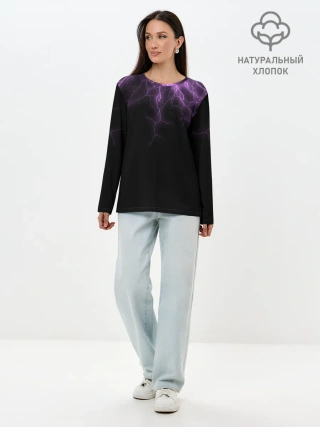 Лонгслив женский. Хлопок / Разряд Молнии
