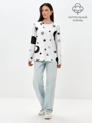 Лонгслив женский. Хлопок / Звездное небо
