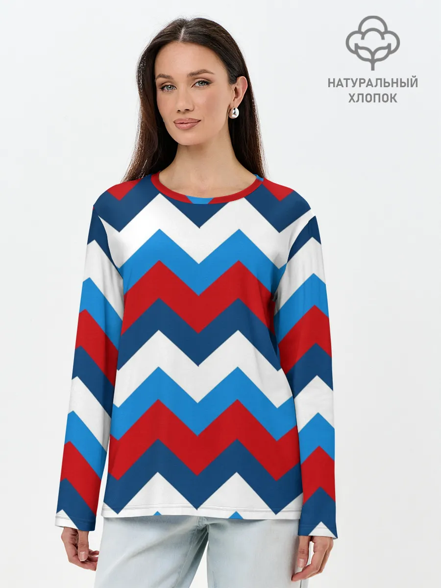 Лонгслив женский. Хлопок / Зигзаг