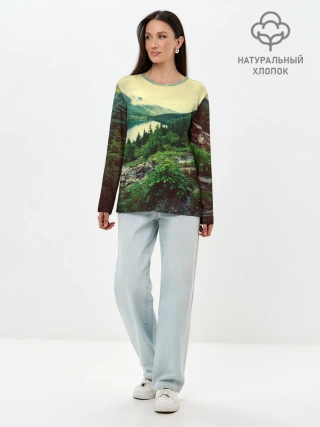 Лонгслив женский. Хлопок / Красивый лес