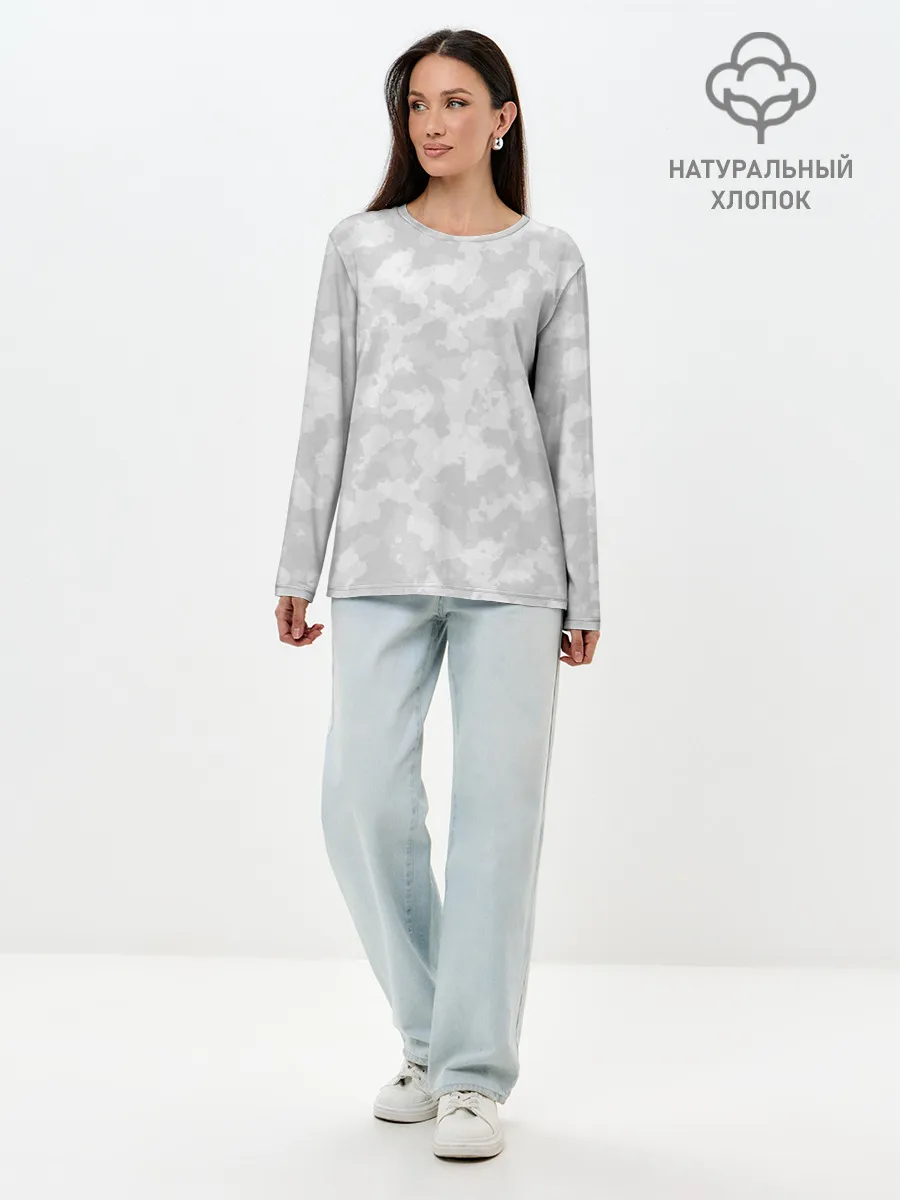 Лонгслив женский. Хлопок / СНЕЖНЫЙ КАМУФЛЯЖ