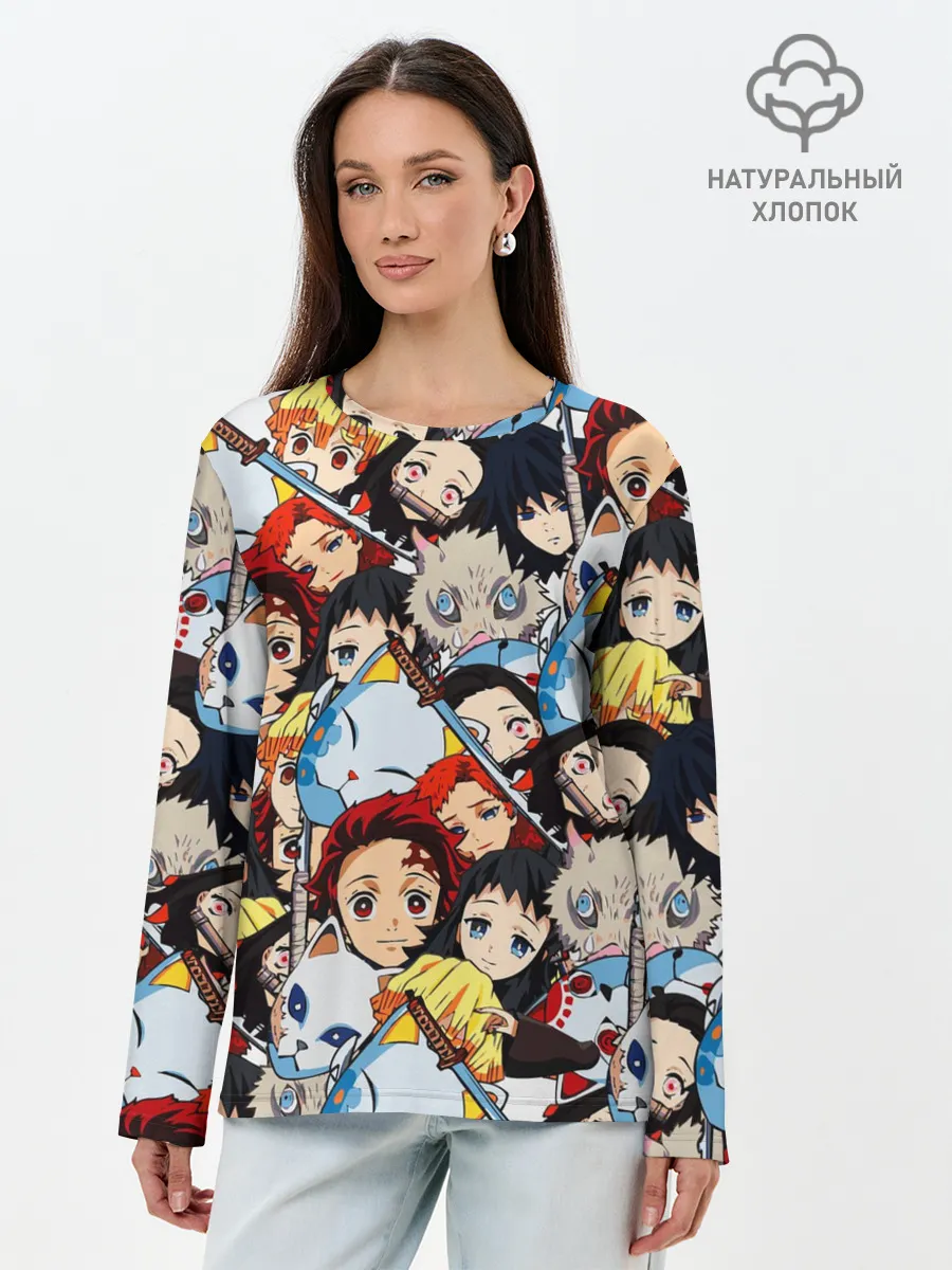Лонгслив женский. Хлопок / КЛИНОК, РАССЕКАЮЩИЙ ДЕМОНОВ