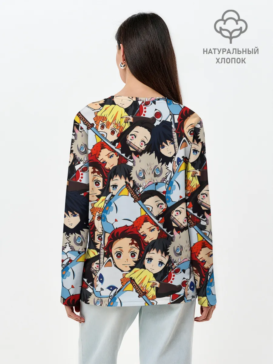 Лонгслив женский. Хлопок / КЛИНОК, РАССЕКАЮЩИЙ ДЕМОНОВ