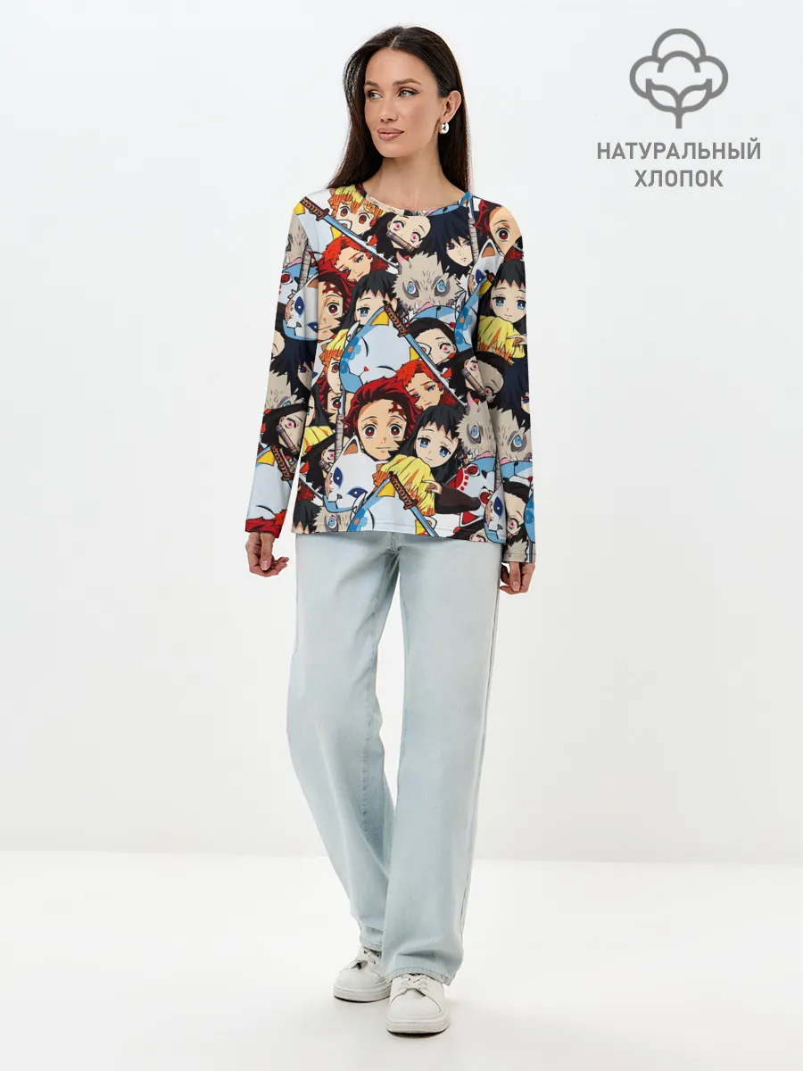 Лонгслив женский. Хлопок / КЛИНОК, РАССЕКАЮЩИЙ ДЕМОНОВ