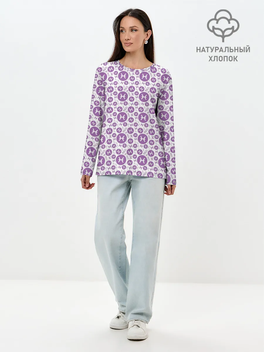 Лонгслив женский. Хлопок / Рыбы