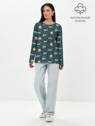 Лонгслив женский. Хлопок / Фургоны хиппи