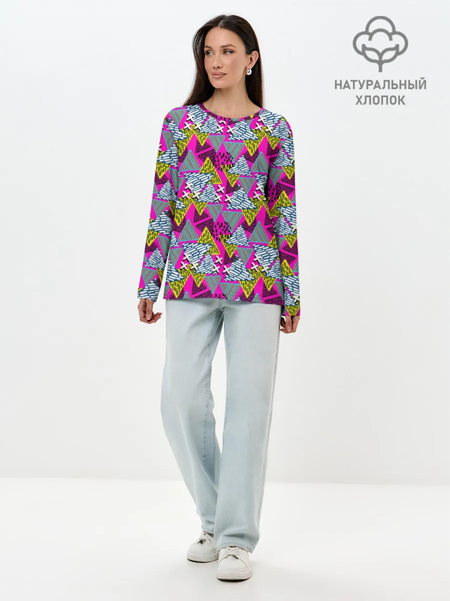 Лонгслив женский. Хлопок / Дикая абстракция