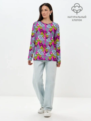 Лонгслив женский. Хлопок / Дикая абстракция