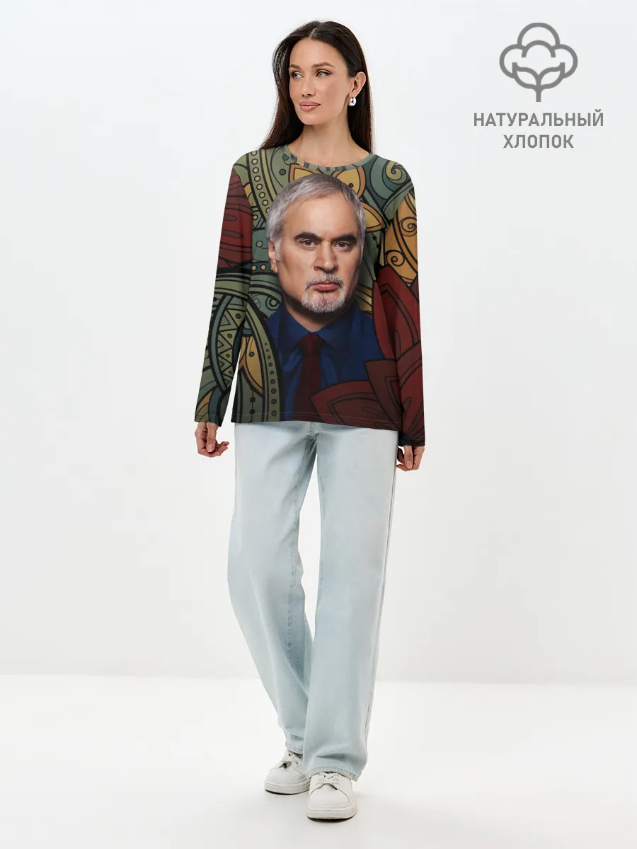 Лонгслив женский. Хлопок / Меладзе Цветы | Мандала