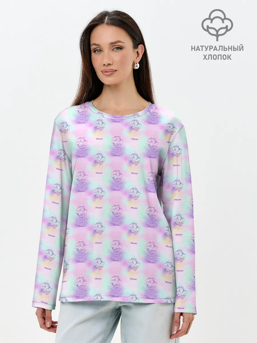 Лонгслив женский. Хлопок / Рыбы