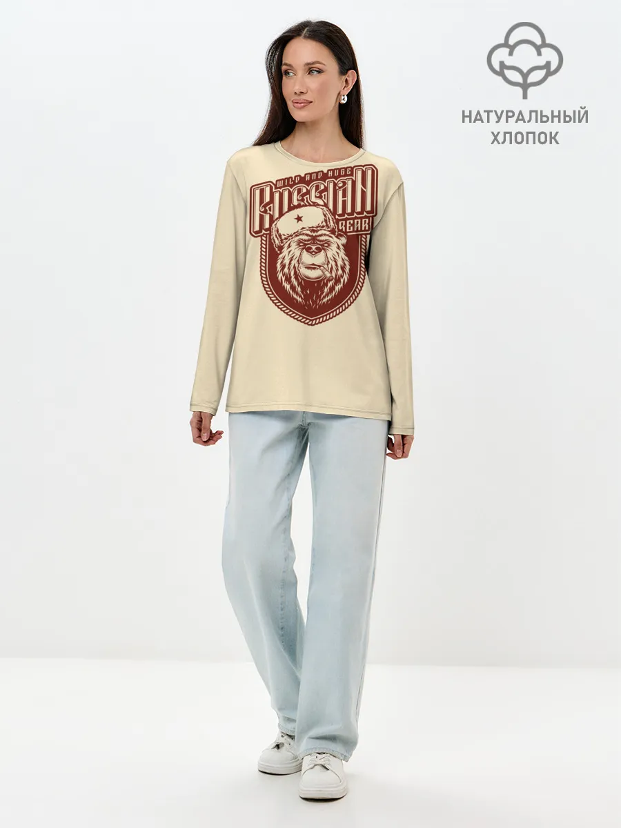 Лонгслив женский. Хлопок / Русский медведь