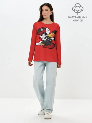 Лонгслив женский. Хлопок / Единорог с бутылкой