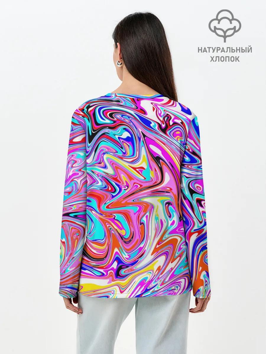Лонгслив женский. Хлопок / ЖИДКИЕ КРАСКИ