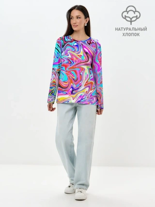 Лонгслив женский. Хлопок / ЖИДКИЕ КРАСКИ