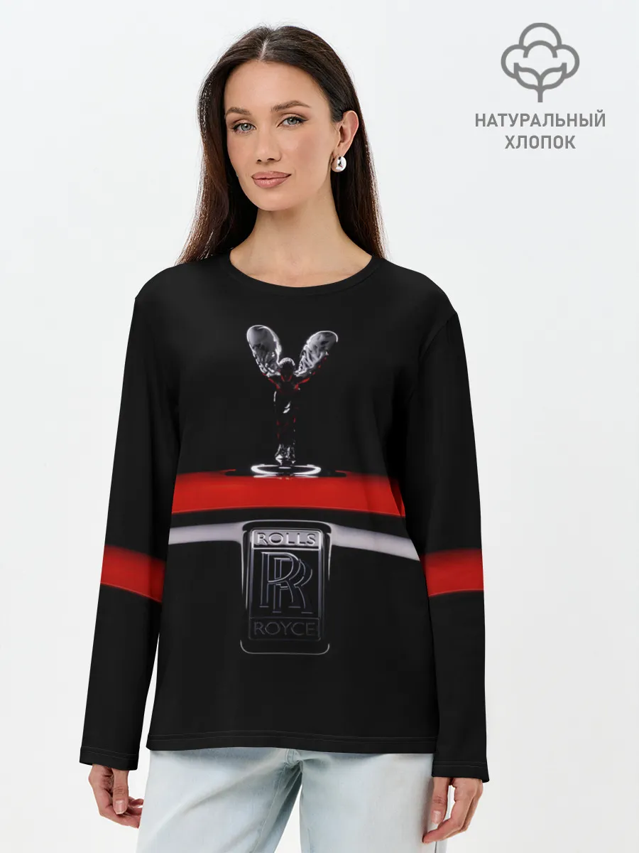 Лонгслив женский. Хлопок / Темный Ролс-Ройс