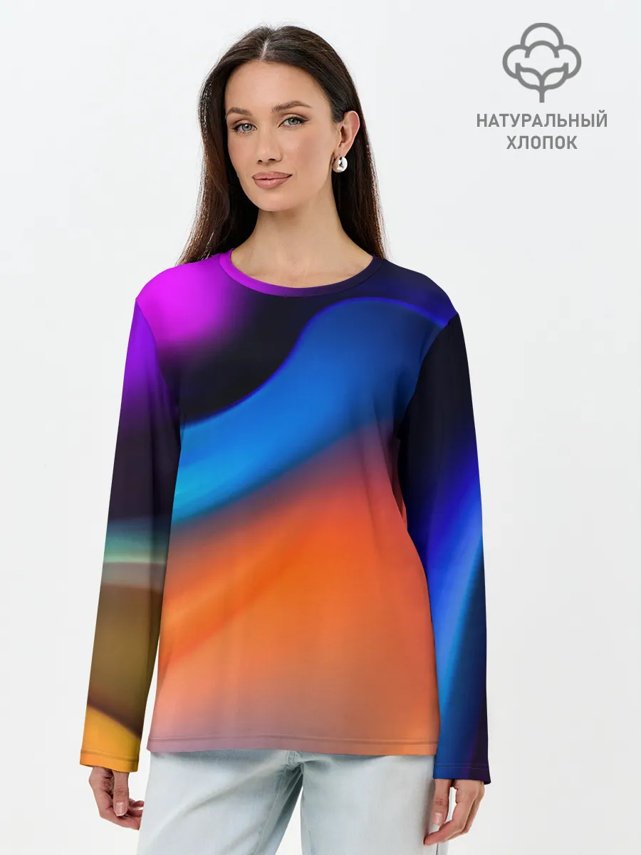 Лонгслив женский. Хлопок / Цветной шум
