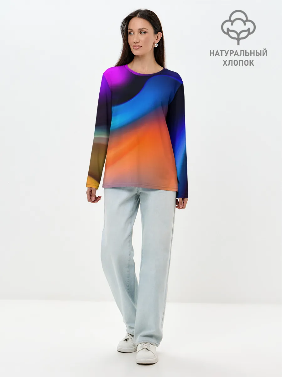 Лонгслив женский. Хлопок / Цветной шум