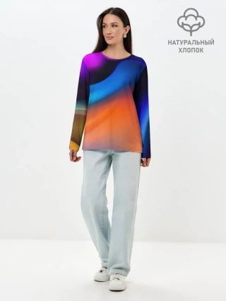 Лонгслив женский. Хлопок / Цветной шум