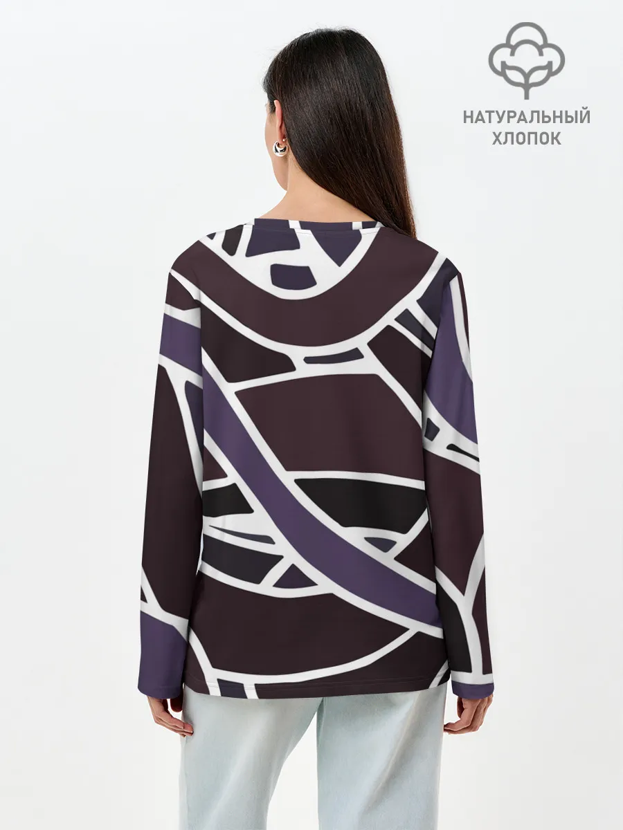 Лонгслив женский. Хлопок / Линейная текстура
