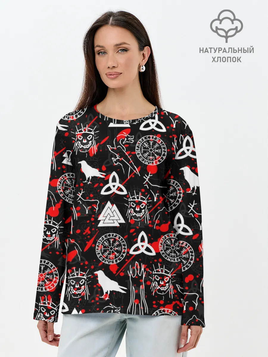 Лонгслив женский. Хлопок / VALHEIM РУНЫ