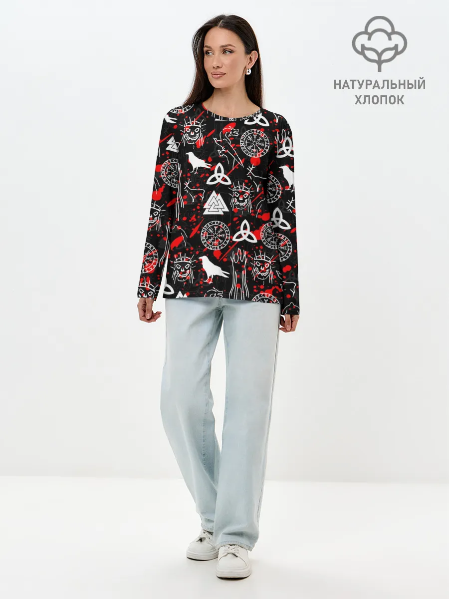 Лонгслив женский. Хлопок / VALHEIM РУНЫ