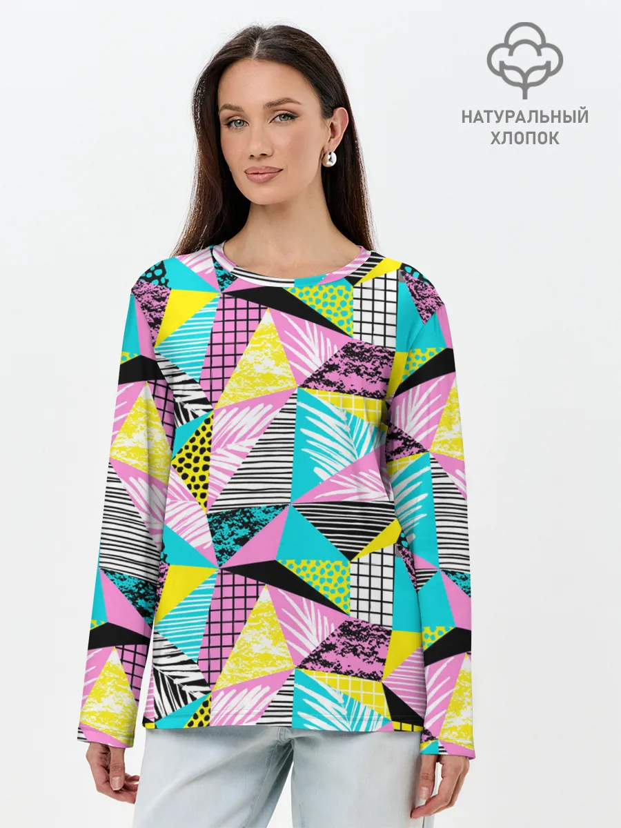 Лонгслив женский. Хлопок / Ретро арт