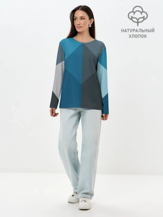 Лонгслив женский. Хлопок / Геометрия