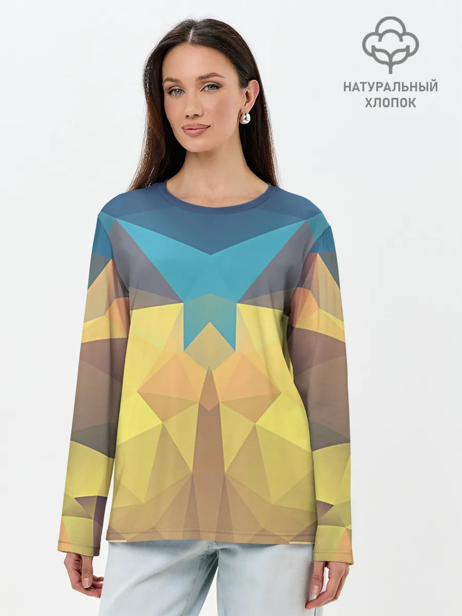 Лонгслив женский. Хлопок / Абстрактная Геометрия
