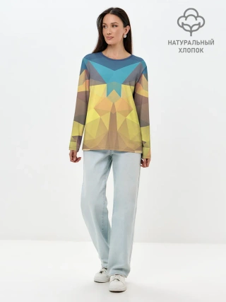 Лонгслив женский. Хлопок / Абстрактная Геометрия