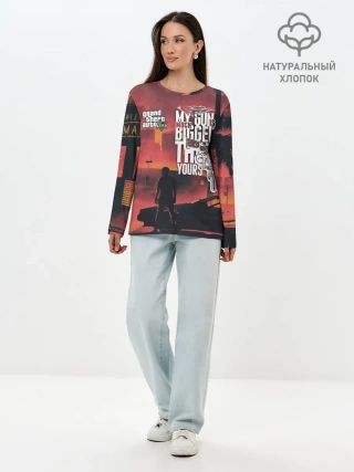 Лонгслив женский. Хлопок / MY GUN IS MUCH BIGGER THAN YOU