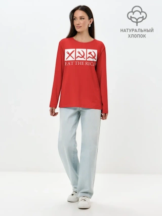 Лонгслив женский. Хлопок / Eat The Rich