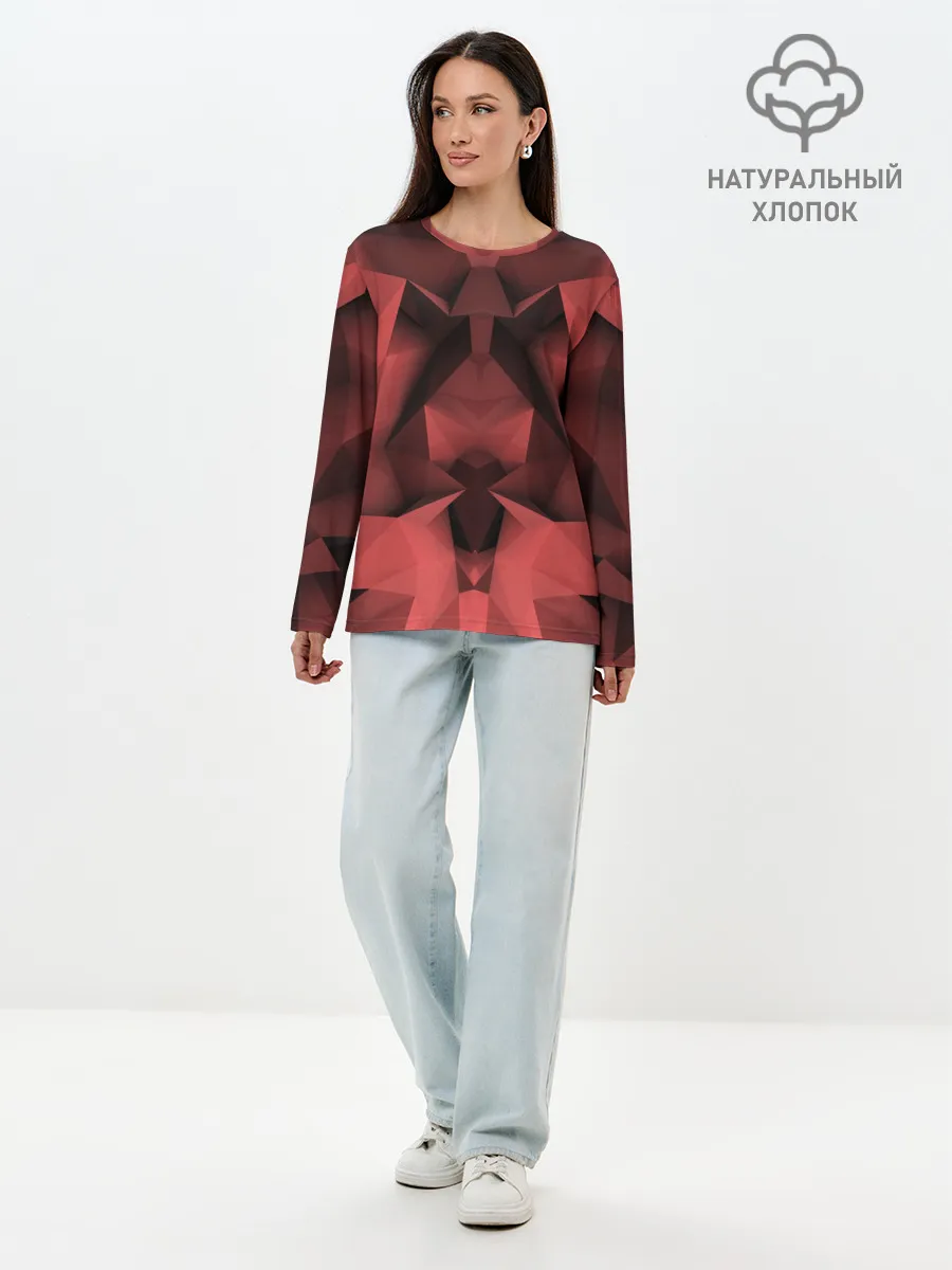 Лонгслив женский. Хлопок / Геометрическая Абстракция