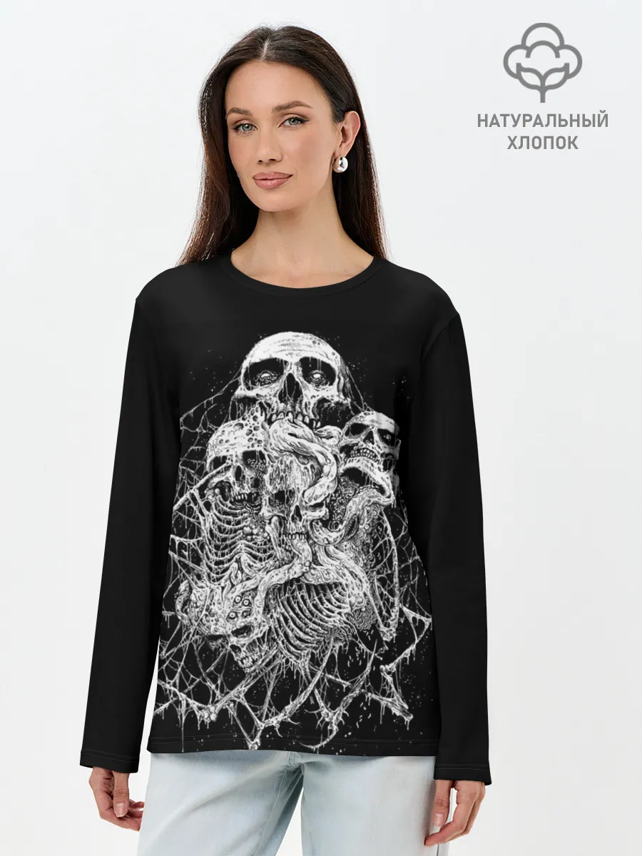 Лонгслив женский. Хлопок / ЧЕРЕПА