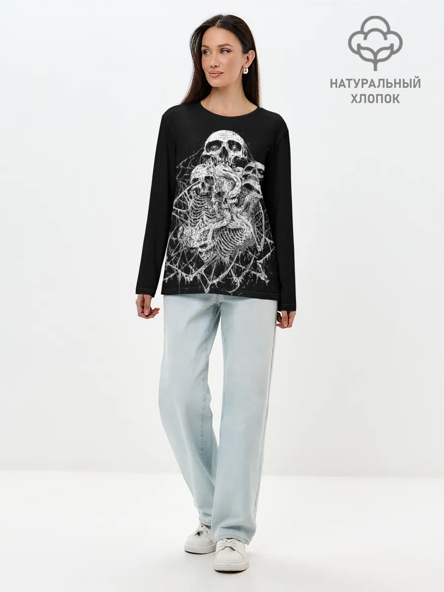 Лонгслив женский. Хлопок / ЧЕРЕПА