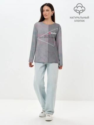 Лонгслив женский. Хлопок / Tinder | Богат Молод Не женат