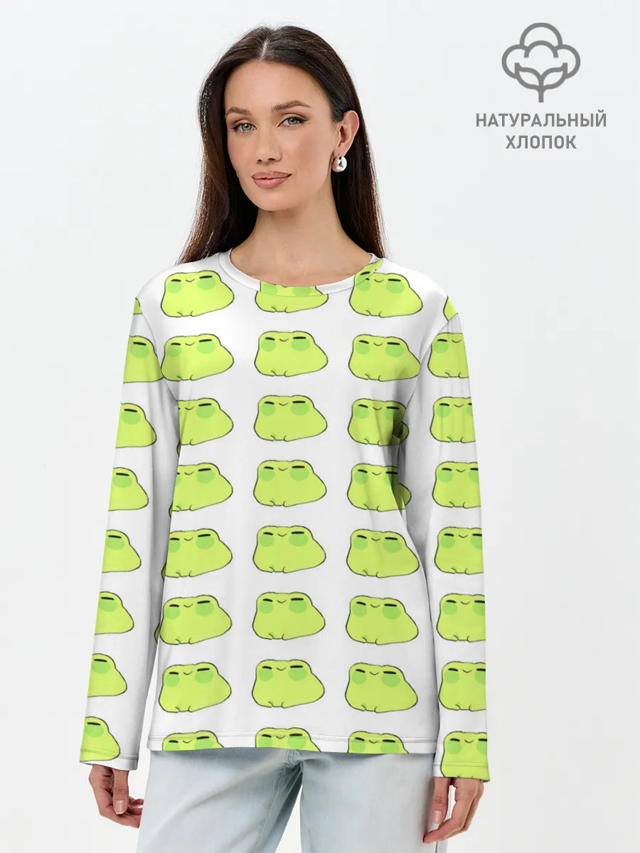 Лонгслив женский. Хлопок / лягушечки