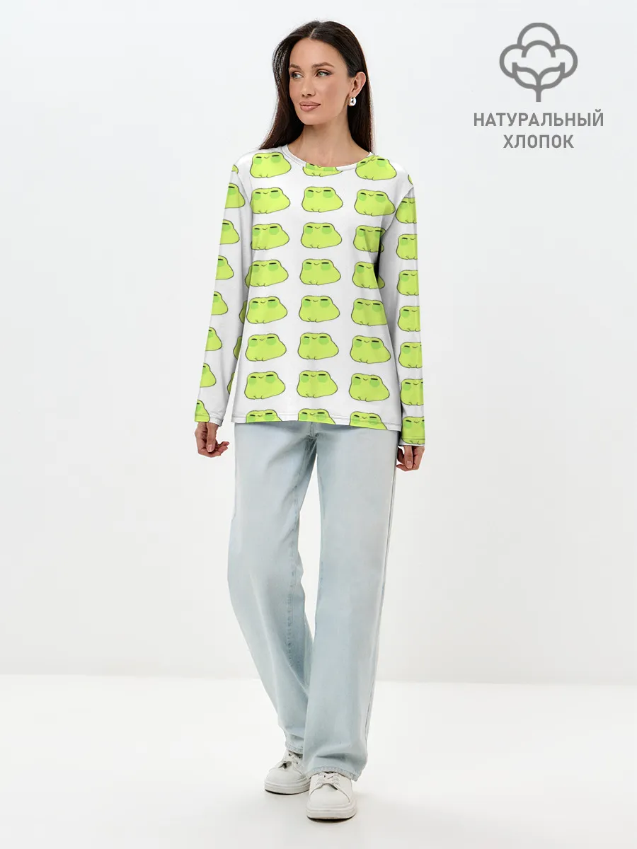 Лонгслив женский. Хлопок / лягушечки